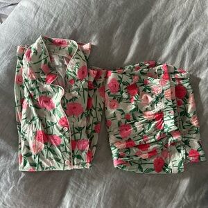 In My Sundays Floral Pajama Set with Pink Roses